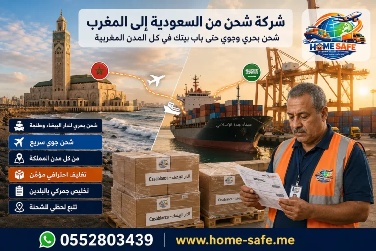 شركة شحن من السعودية الى المغرب | هوم سيف – عفش وسيارات وبضائع للدار البيضاء وطنجة