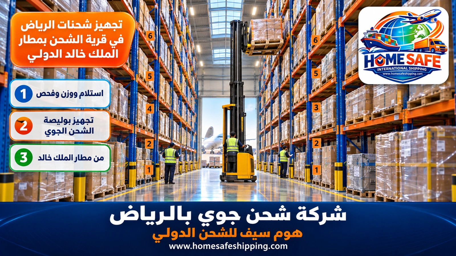 تجهيز شحنات الرياض في قرية الشحن بمطار الملك خالد الدولي