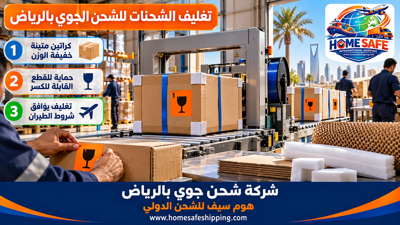 تغليف الشحنات للشحن الجوي بالرياض