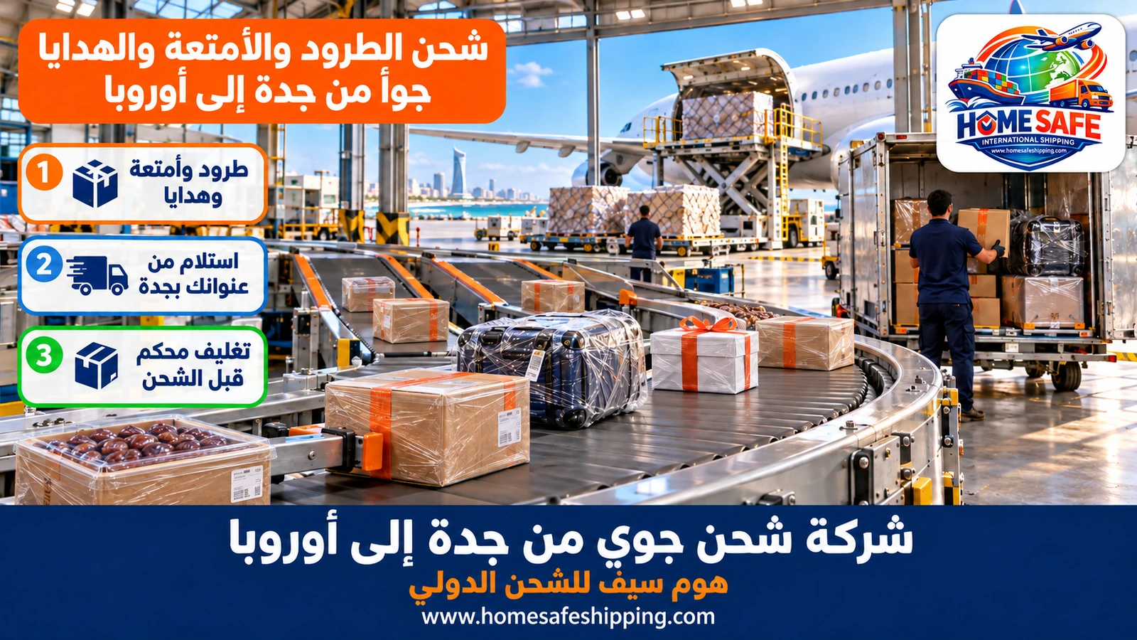 شحن الطرود والأمتعة والهدايا جواً من جدة إلى أوروبا