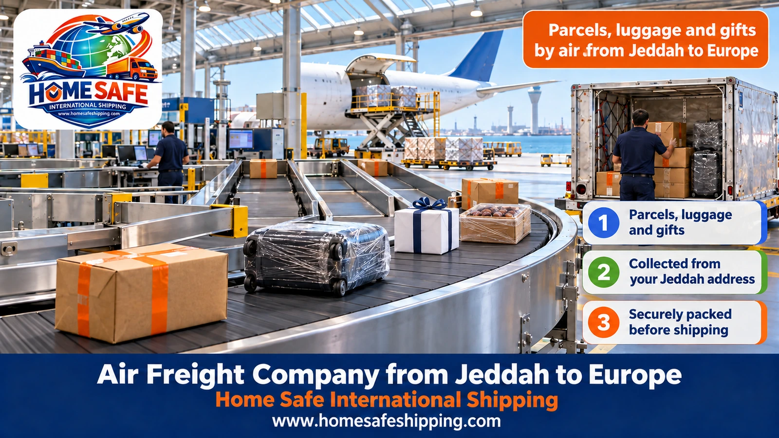 Parcels, luggage and gifts by air from Jeddah to Europe