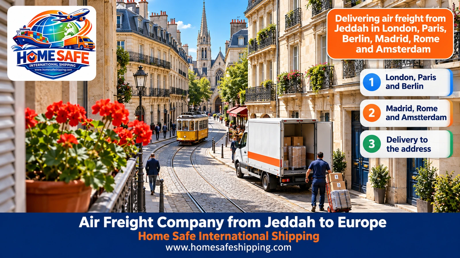 Delivering air freight from Jeddah in London, Paris, Berlin, Madrid, Rome and Amsterdam