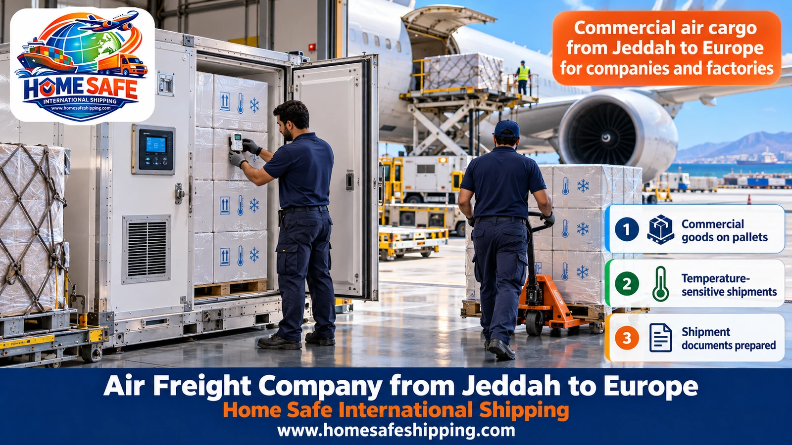 Commercial air cargo from Jeddah to Europe for companies and factories