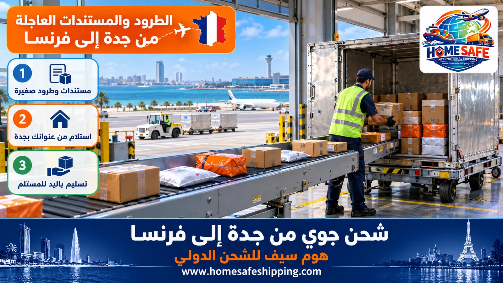 الطرود والمستندات العاجلة من جدة إلى فرنسا