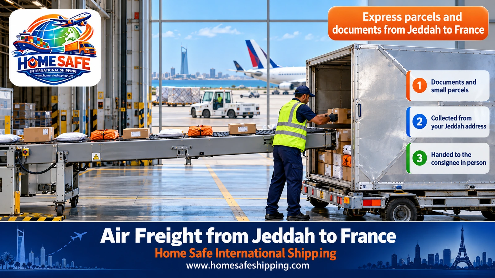 Express parcels and documents from Jeddah to France