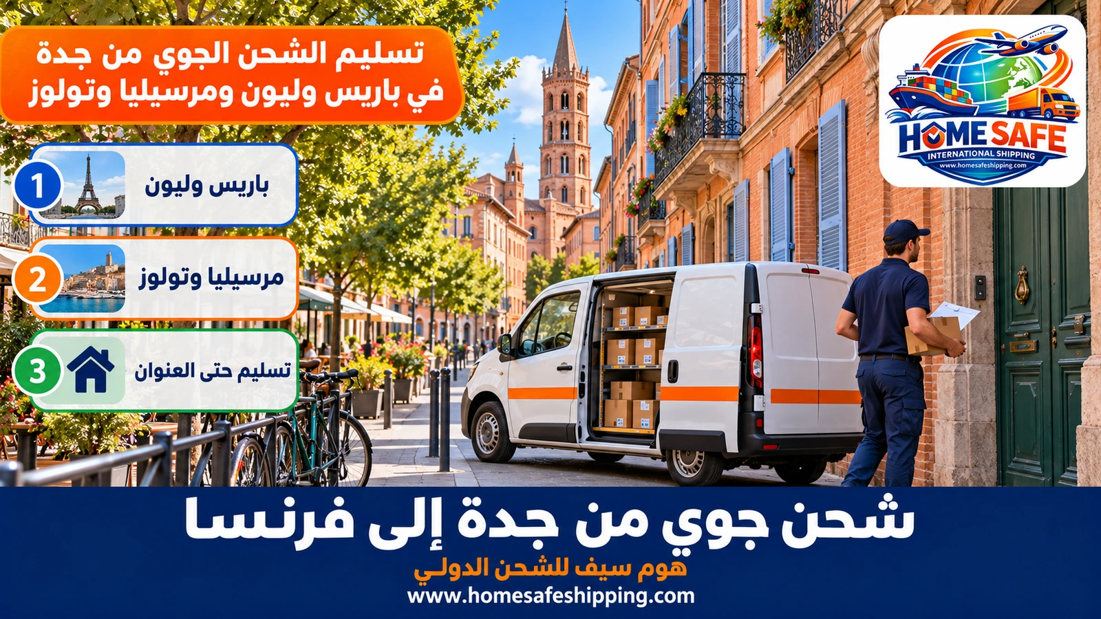 تسليم الشحن الجوي من جدة في باريس وليون ومرسيليا وتولوز