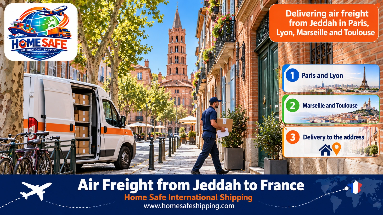 Delivering air freight from Jeddah in Paris, Lyon, Marseille and Toulouse