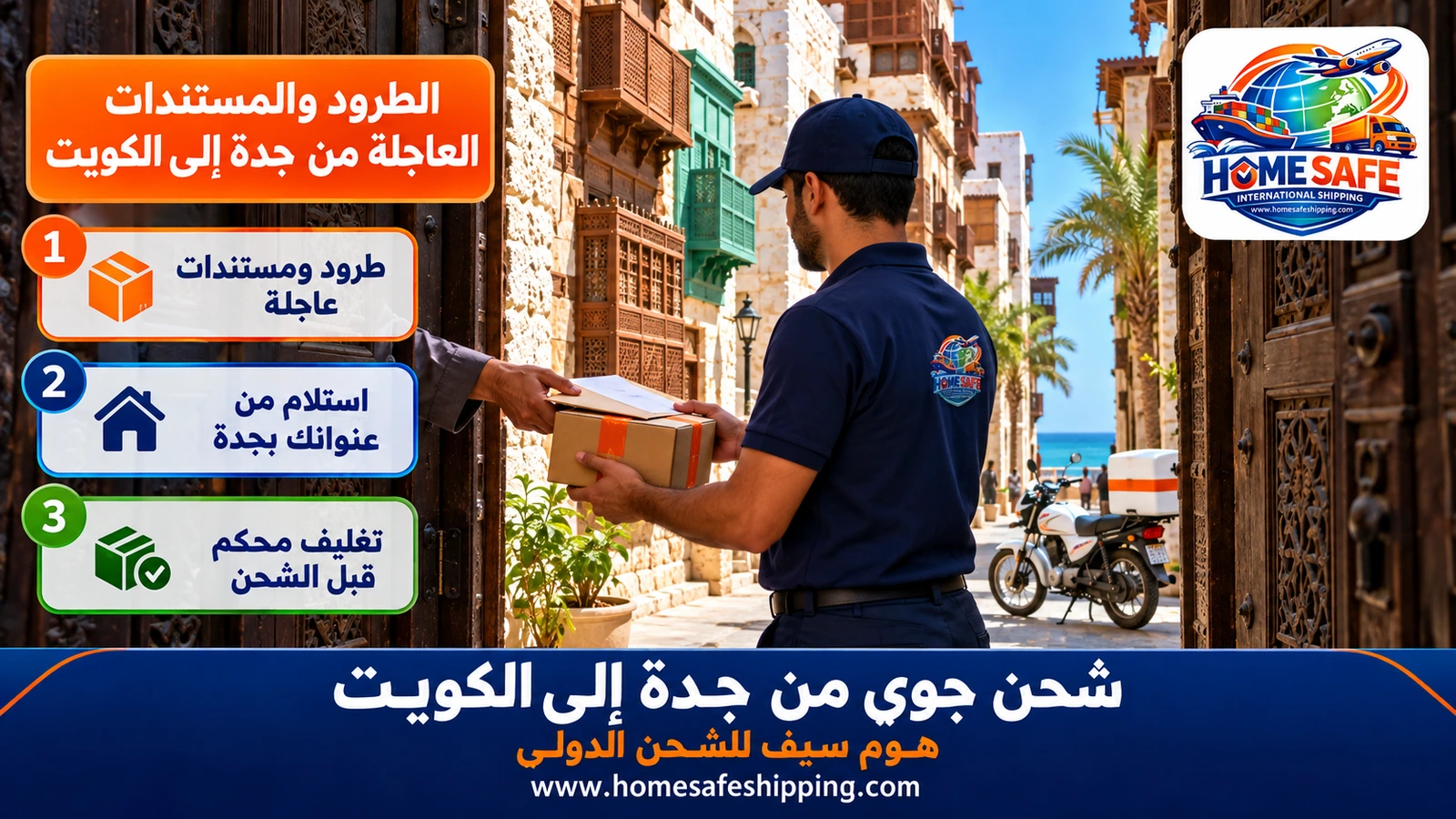 الطرود والمستندات العاجلة من جدة إلى الكويت