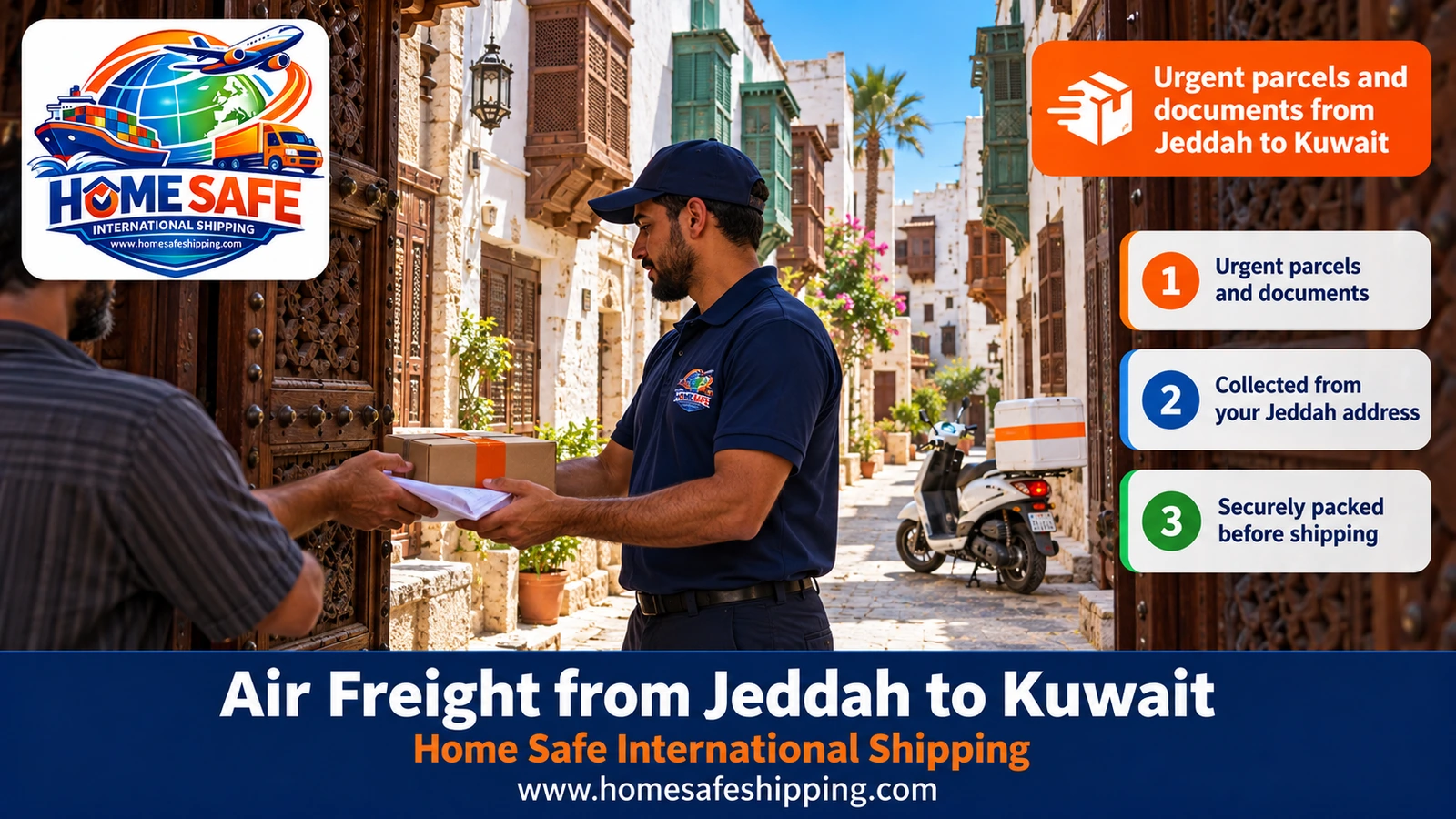 Urgent parcels and documents from Jeddah to Kuwait