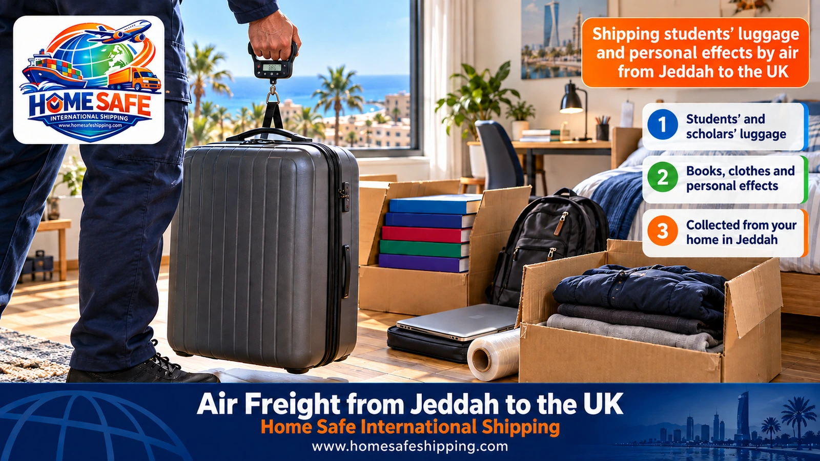 Shipping students’ luggage and personal effects by air from Jeddah to the UK
