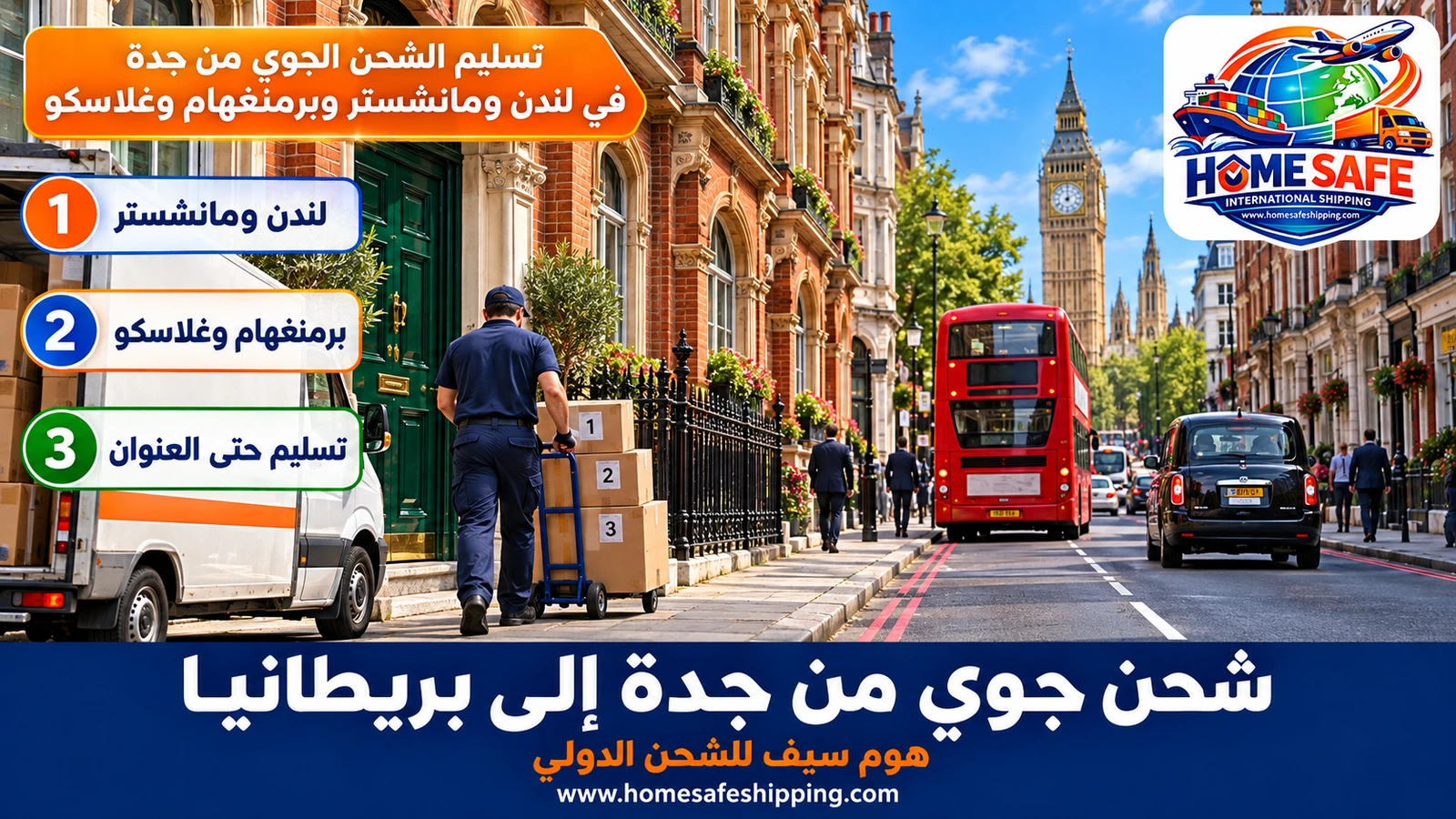 تسليم الشحن الجوي من جدة في لندن ومانشستر وبرمنغهام وغلاسكو
