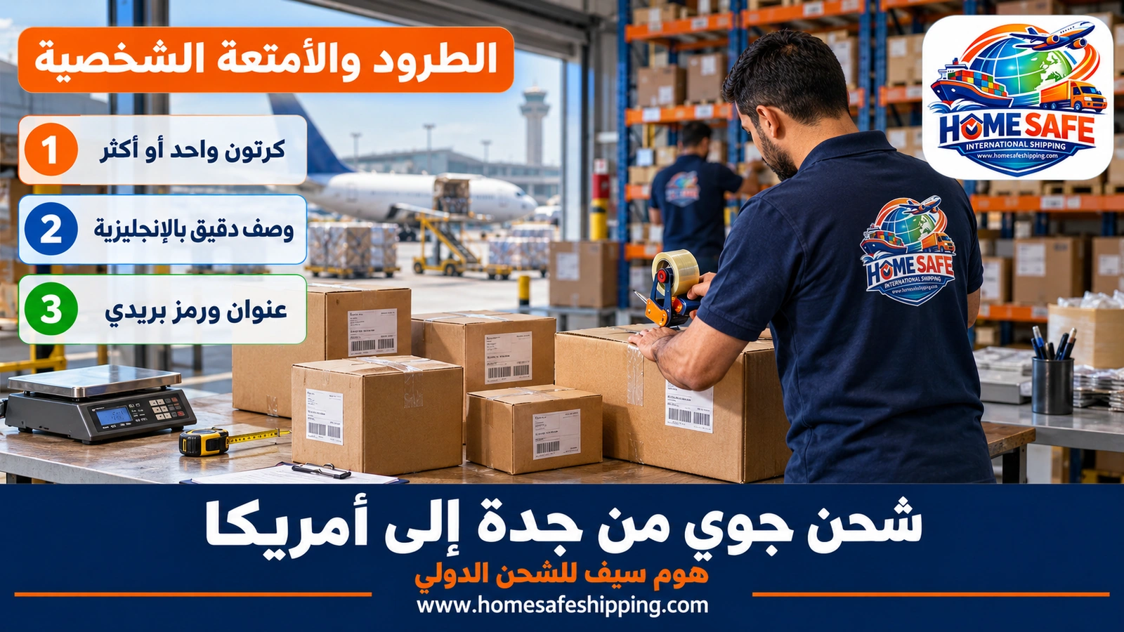شحن الطرود جواً من جدة إلى أمريكا