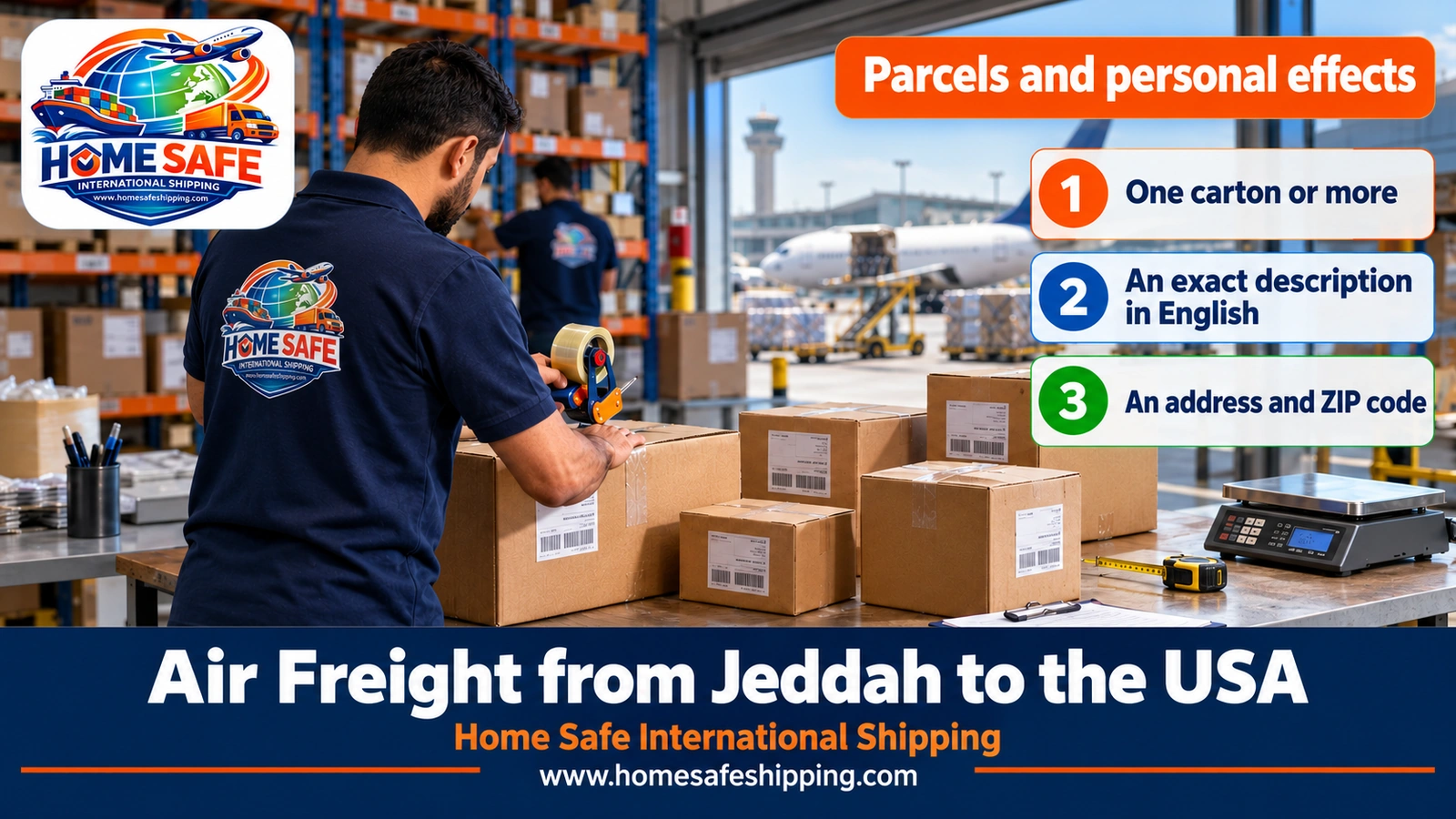 Shipping parcels by air from Jeddah to the USA