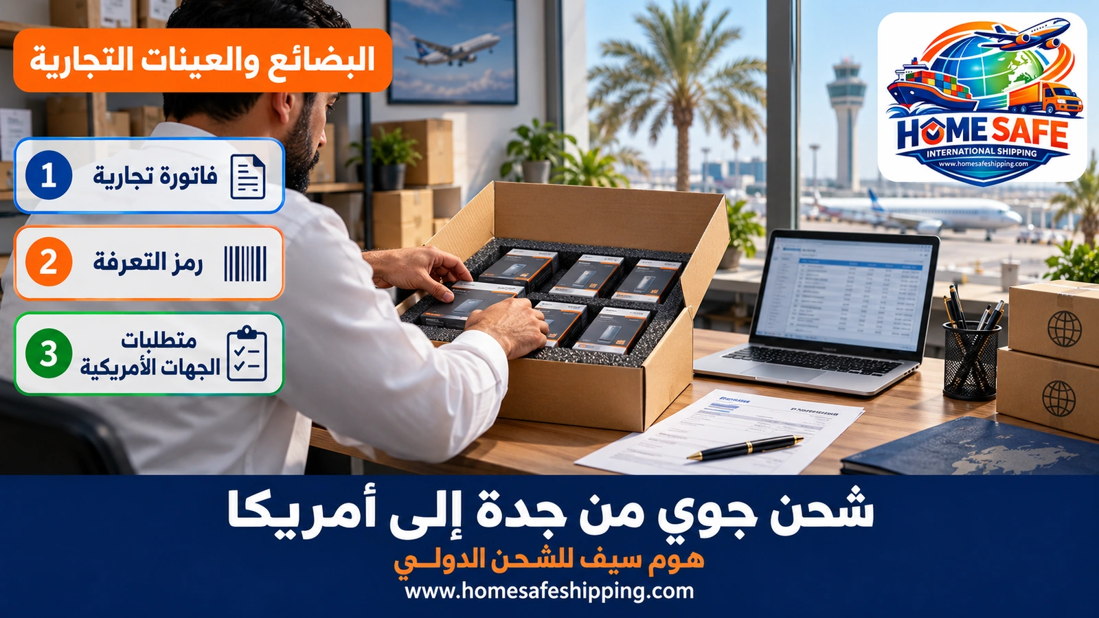 شحن البضائع والعينات التجارية جواً إلى أمريكا