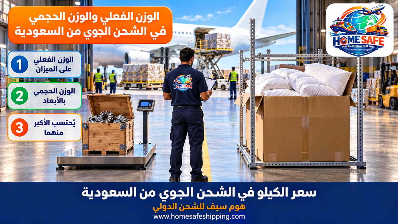 الوزن الفعلي والوزن الحجمي في الشحن الجوي من السعودية