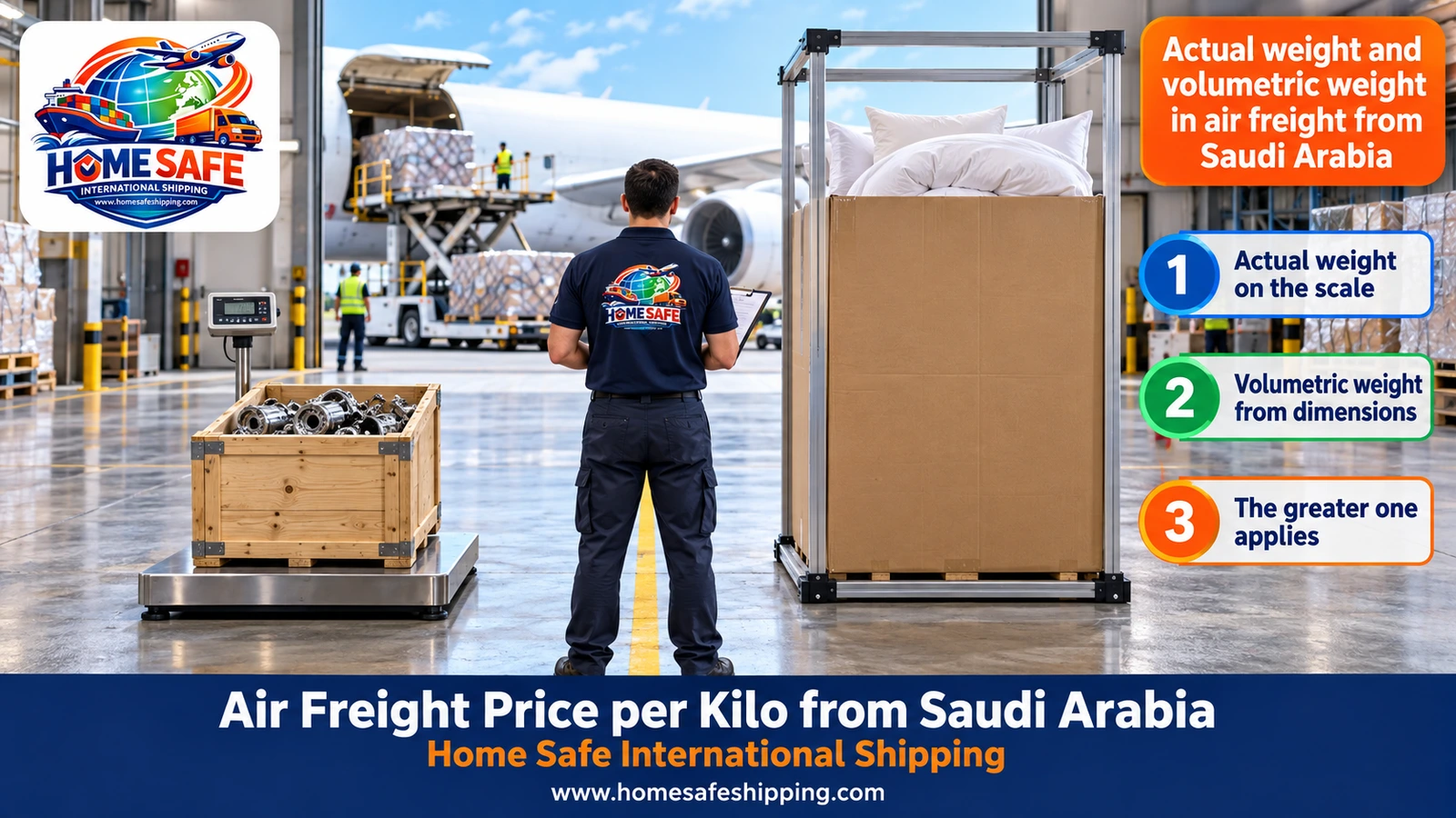 Actual weight and volumetric weight in air freight from Saudi Arabia