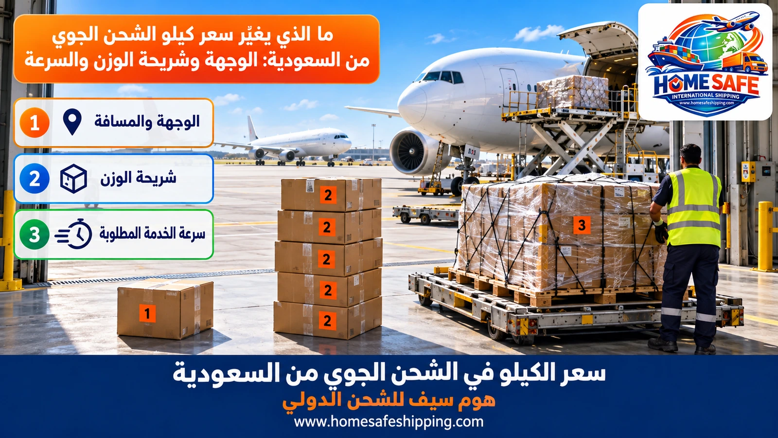 ما الذي يغيّر سعر كيلو الشحن الجوي من السعودية: الوجهة وشريحة الوزن والسرعة