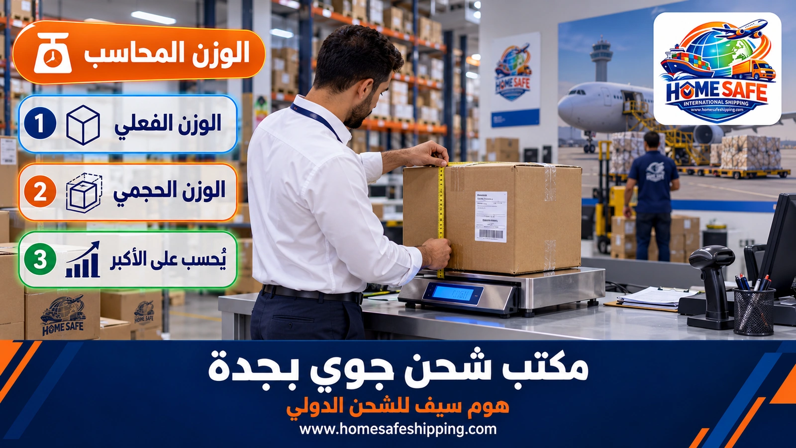 حساب الوزن المحاسب في الشحن الجوي من جدة