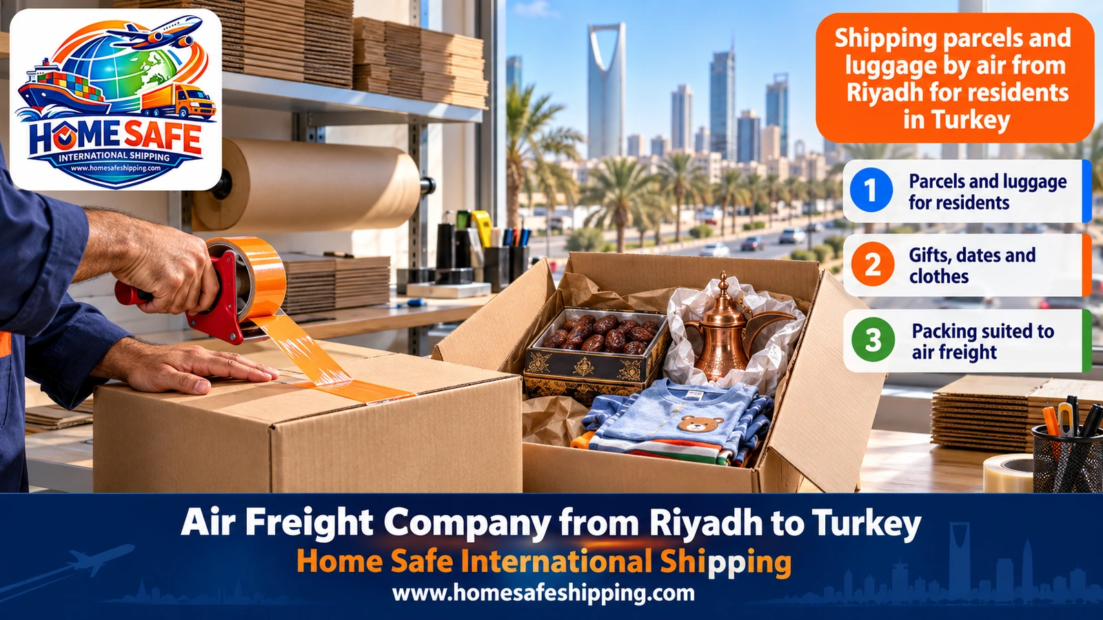 Shipping parcels and luggage by air from Riyadh for residents in Turkey