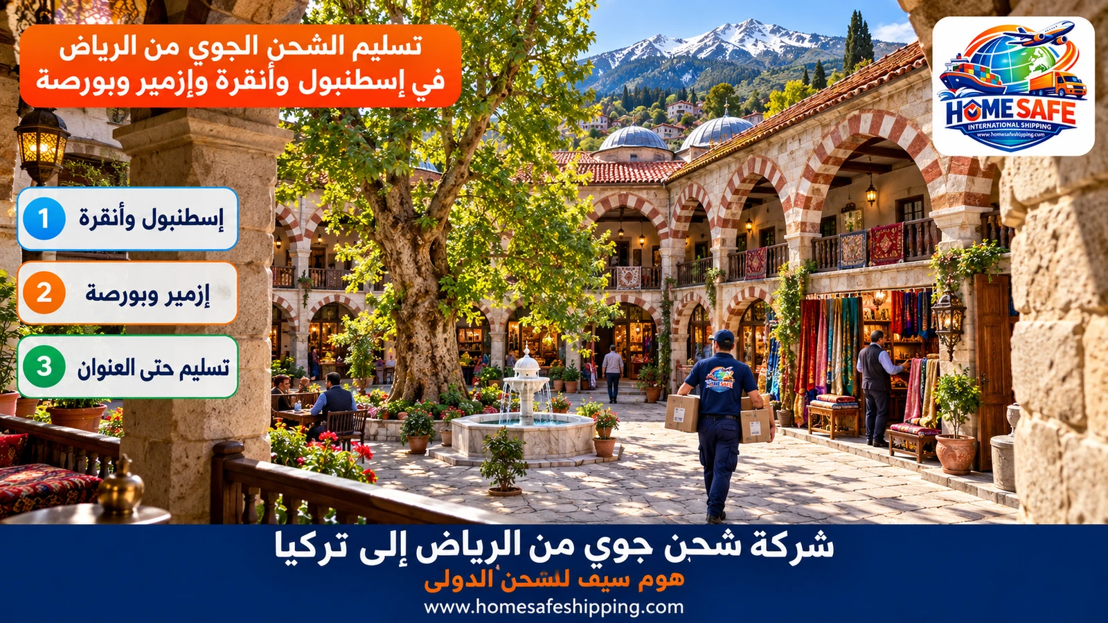 تسليم الشحن الجوي من الرياض في إسطنبول وأنقرة وإزمير وبورصة