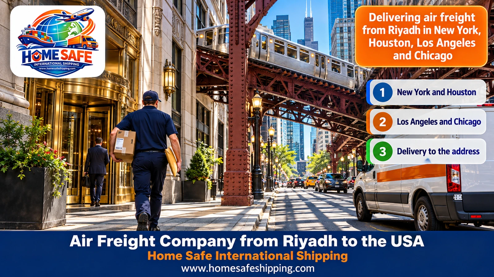 Delivering air freight from Riyadh in New York, Houston, Los Angeles and Chicago