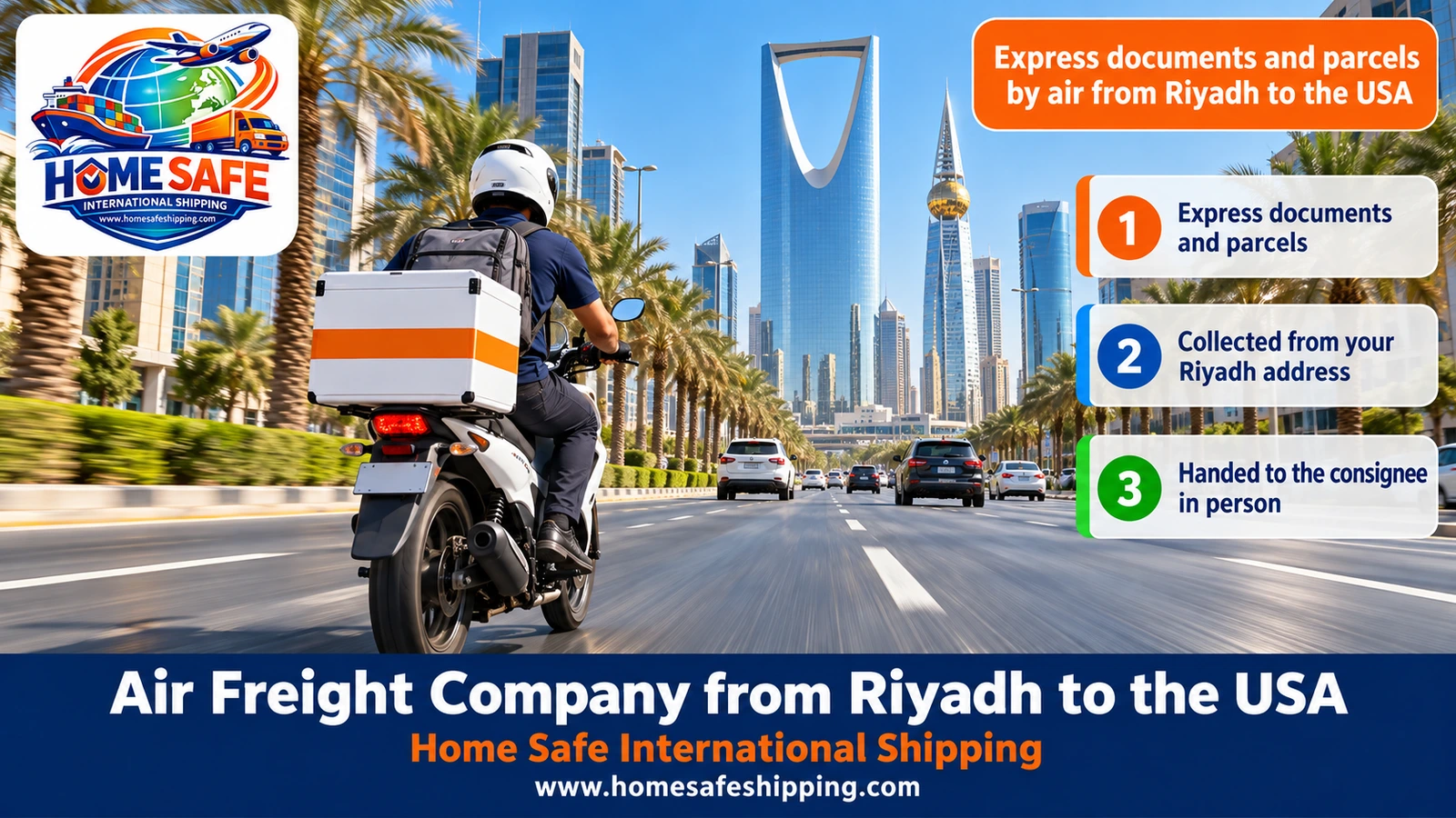 Express documents and parcels by air from Riyadh to the USA