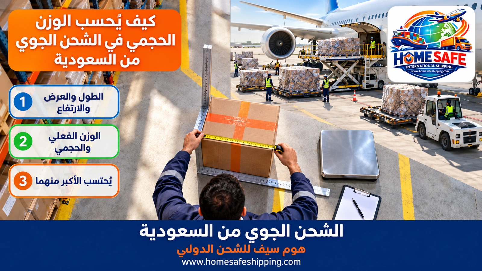 كيف يُحسب الوزن الحجمي في الشحن الجوي من السعودية