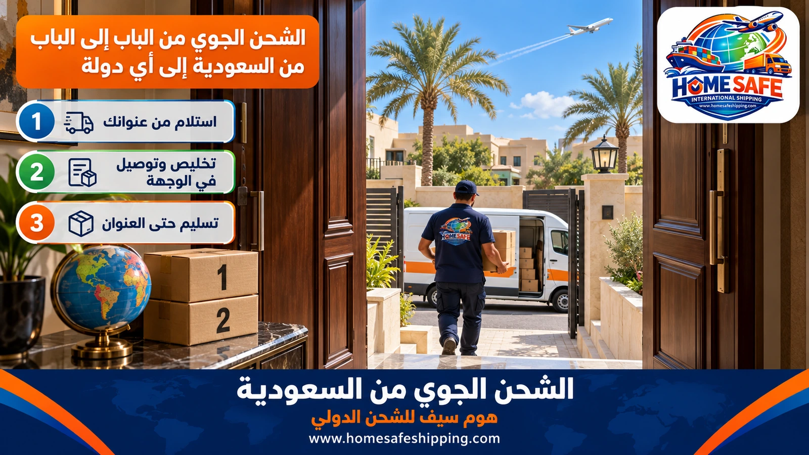 الشحن الجوي من الباب إلى الباب من السعودية إلى أي دولة