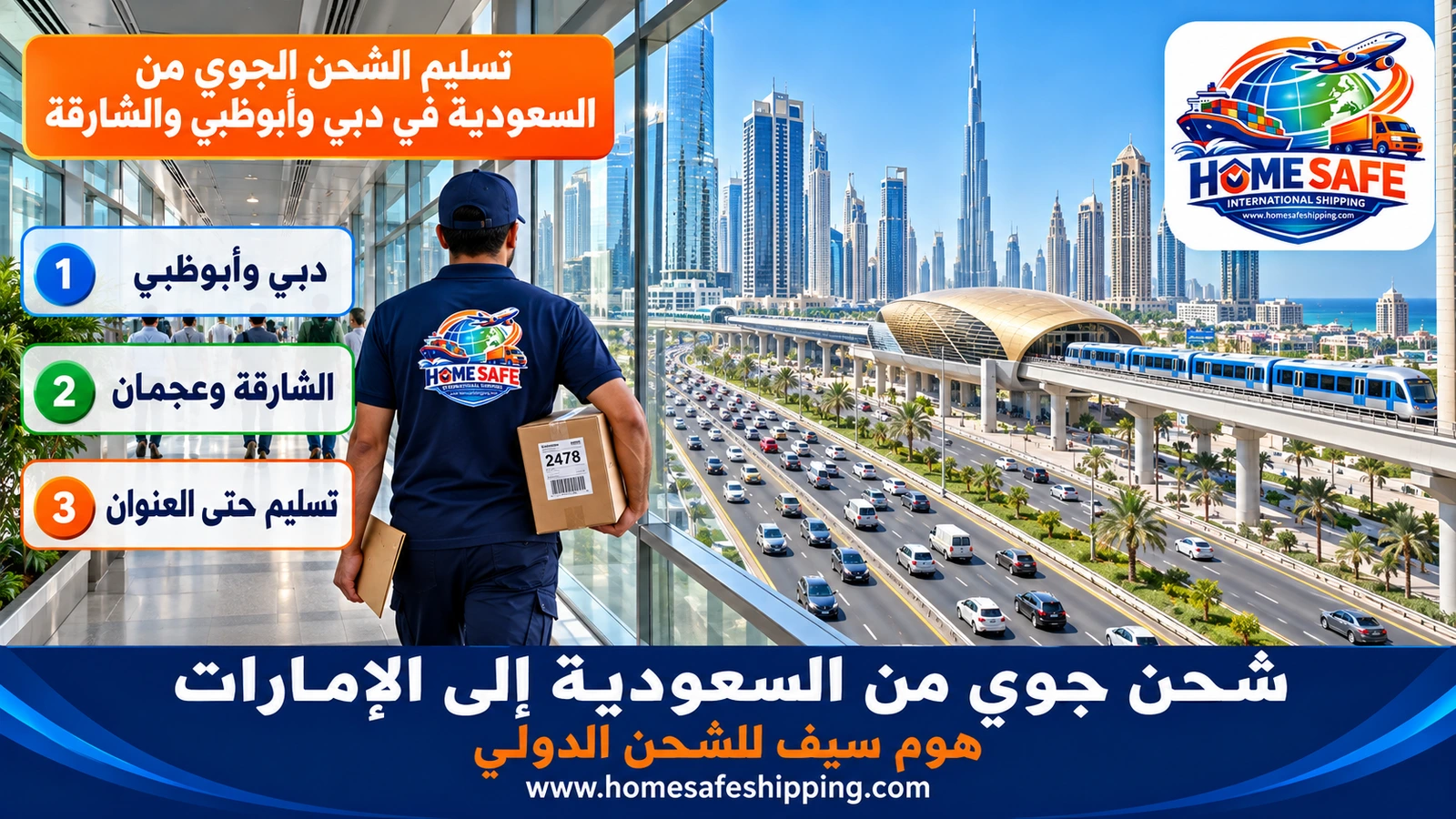 تسليم الشحن الجوي من السعودية في دبي وأبوظبي والشارقة
