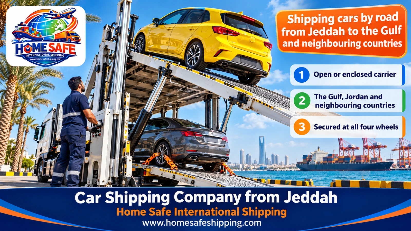 Shipping cars by road from Jeddah to the Gulf and neighbouring countries