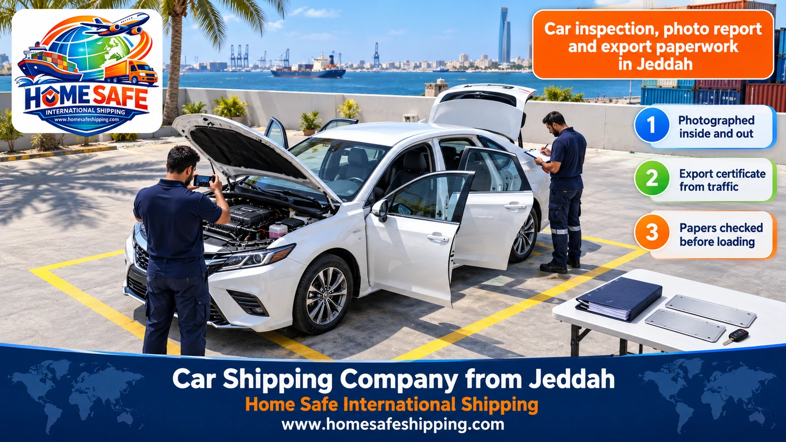 Car inspection, photo report and export paperwork in Jeddah