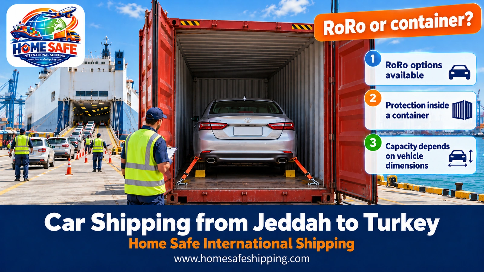RoRo versus container for shipping a car from Jeddah to Turkey