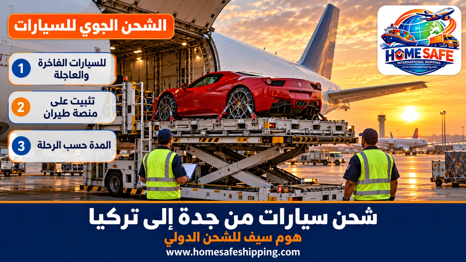 شحن سيارة جواً من جدة إلى تركيا