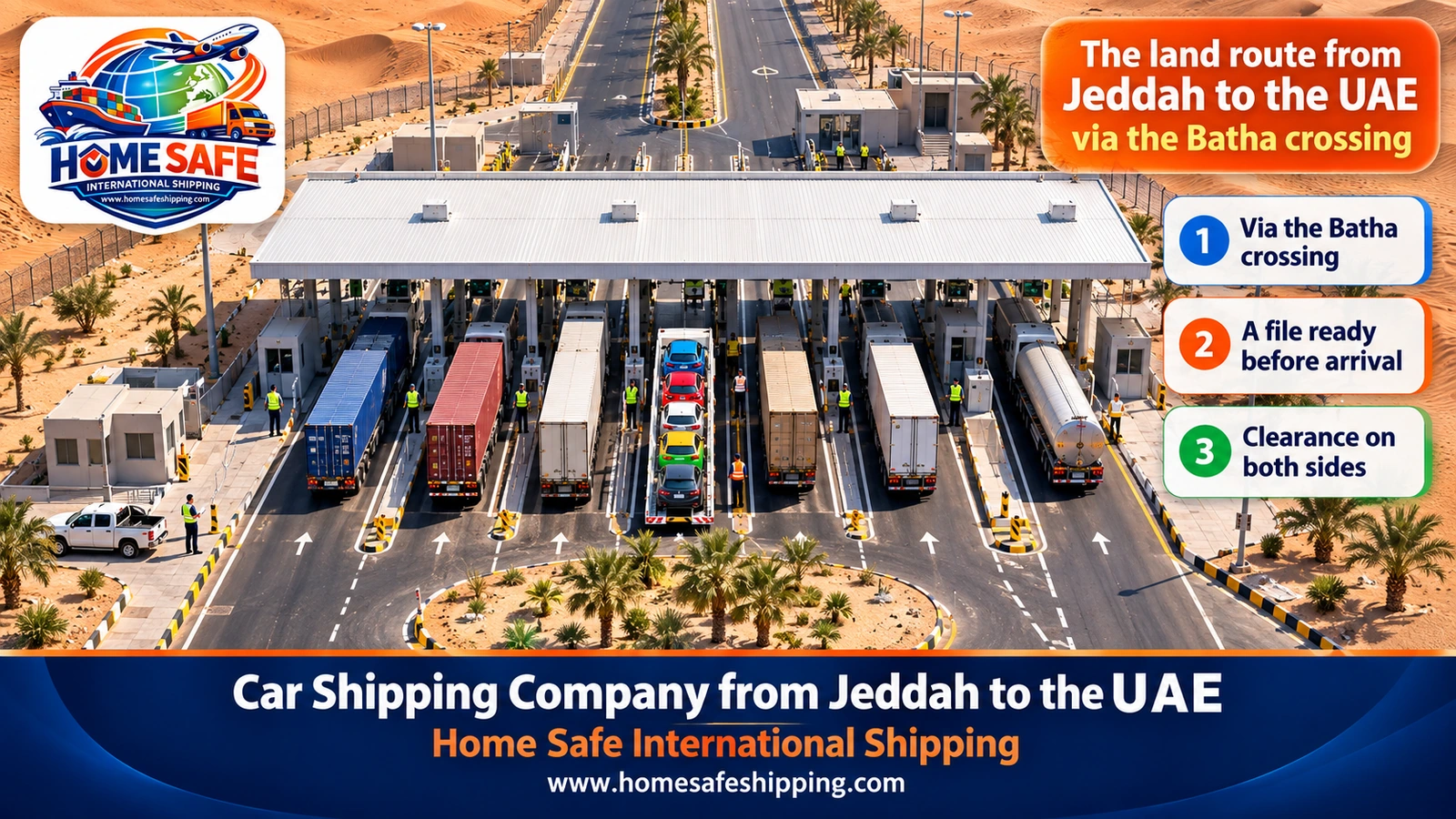 The land route from Jeddah to the UAE via the Batha crossing