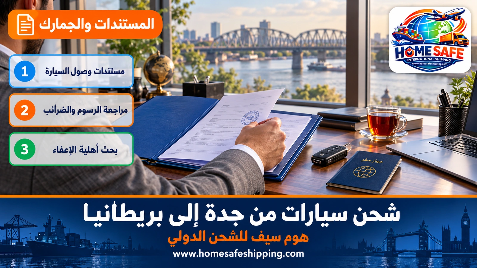 مستندات وجمارك شحن السيارة إلى بريطانيا