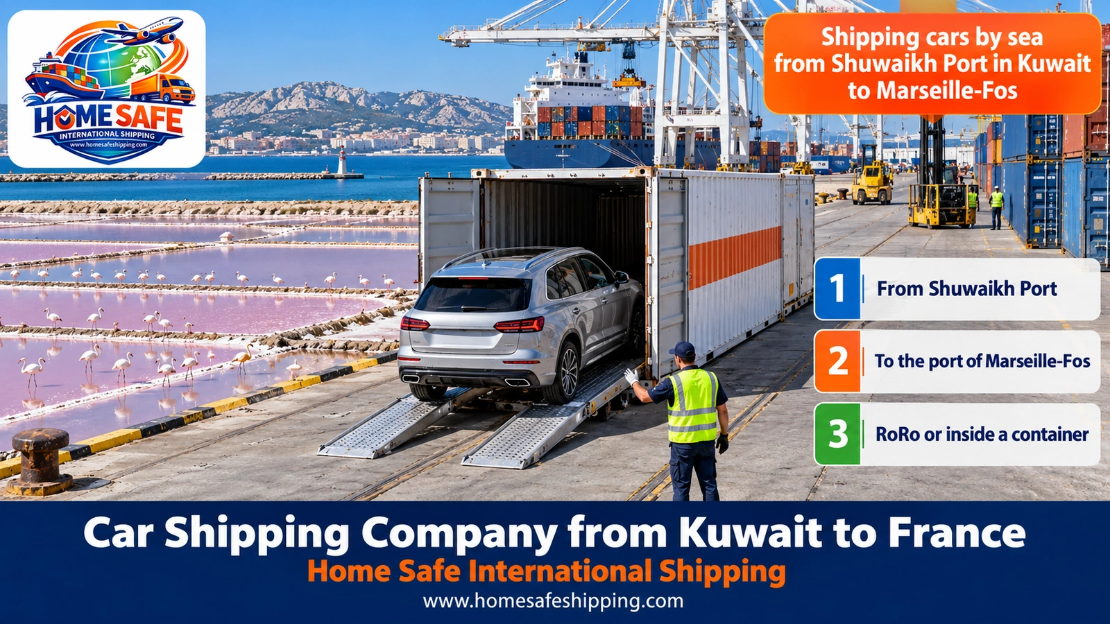 Shipping cars by sea from Shuwaikh Port in Kuwait to Marseille-Fos
