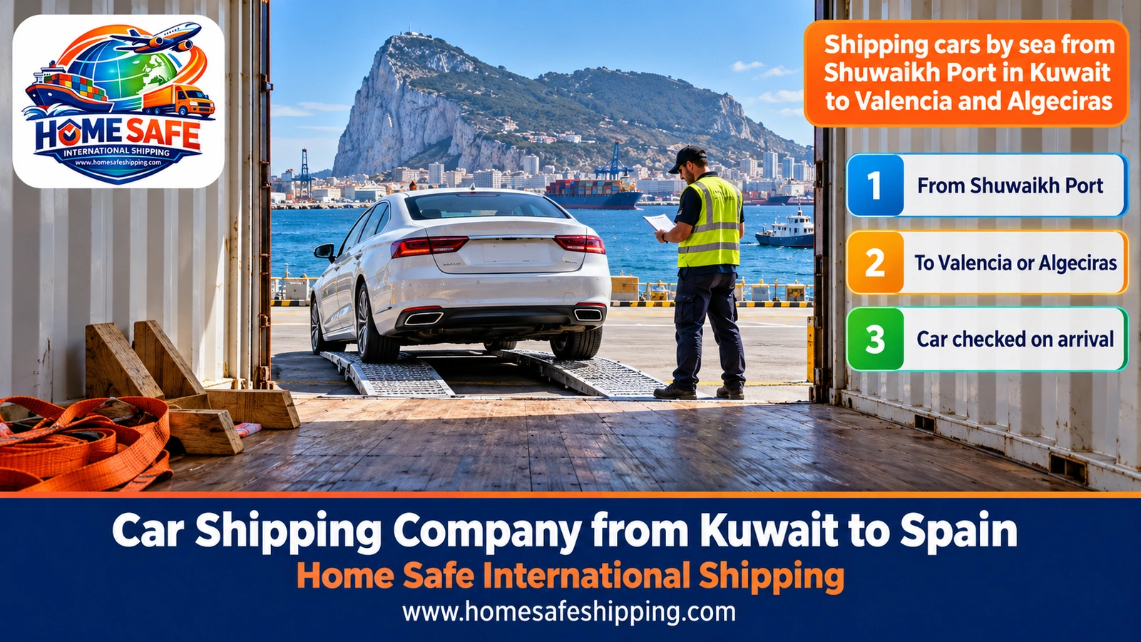 Shipping cars by sea from Shuwaikh Port in Kuwait to Valencia and Algeciras