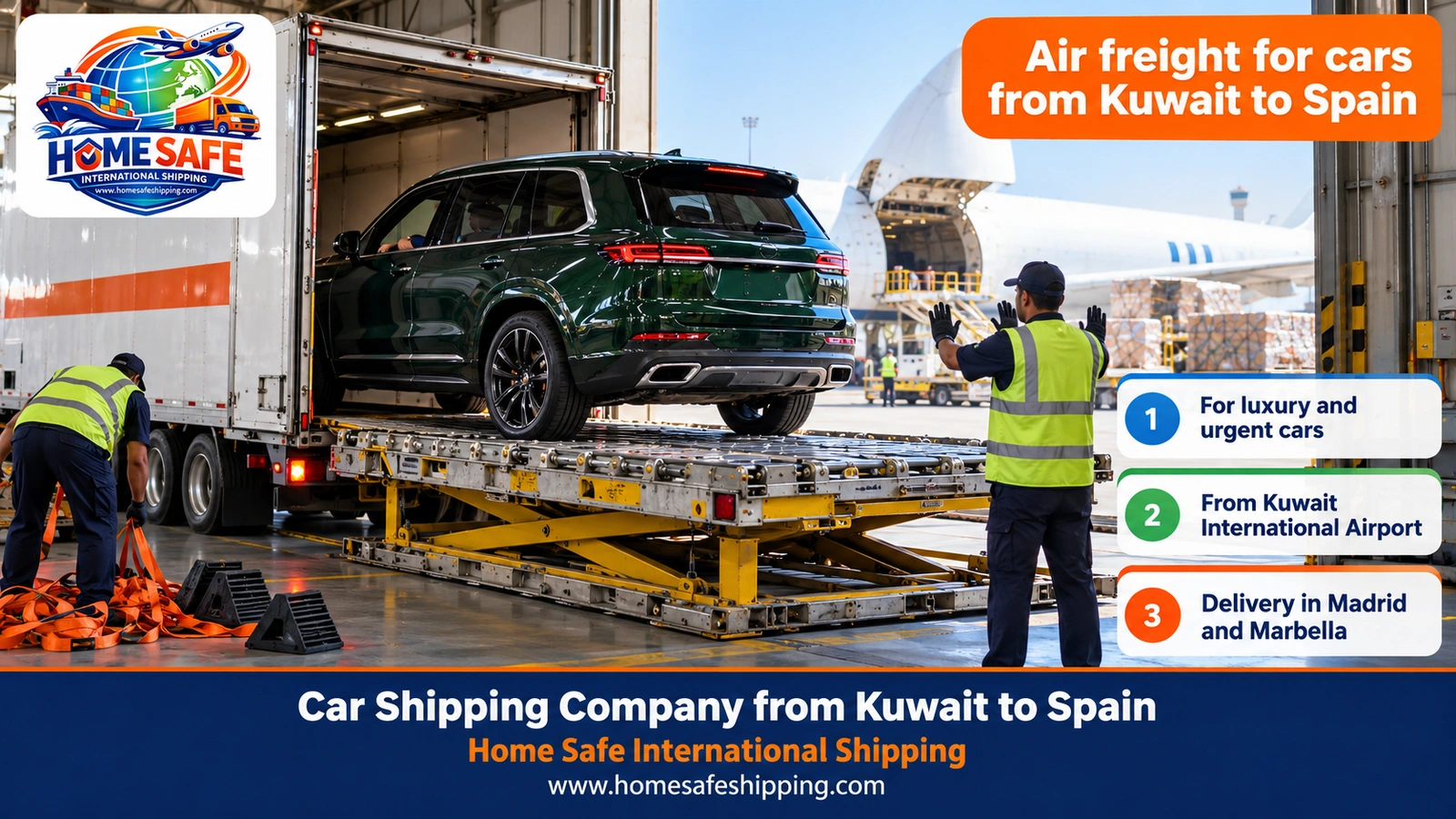 Air freight for cars from Kuwait to Spain
