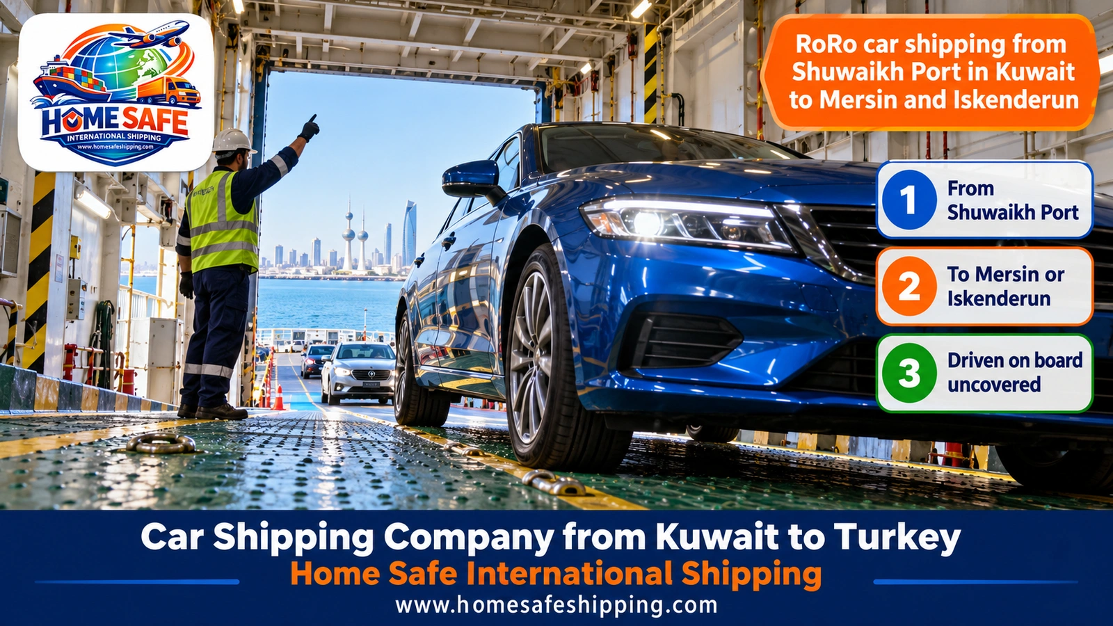 RoRo car shipping from Shuwaikh Port in Kuwait to Mersin and Iskenderun