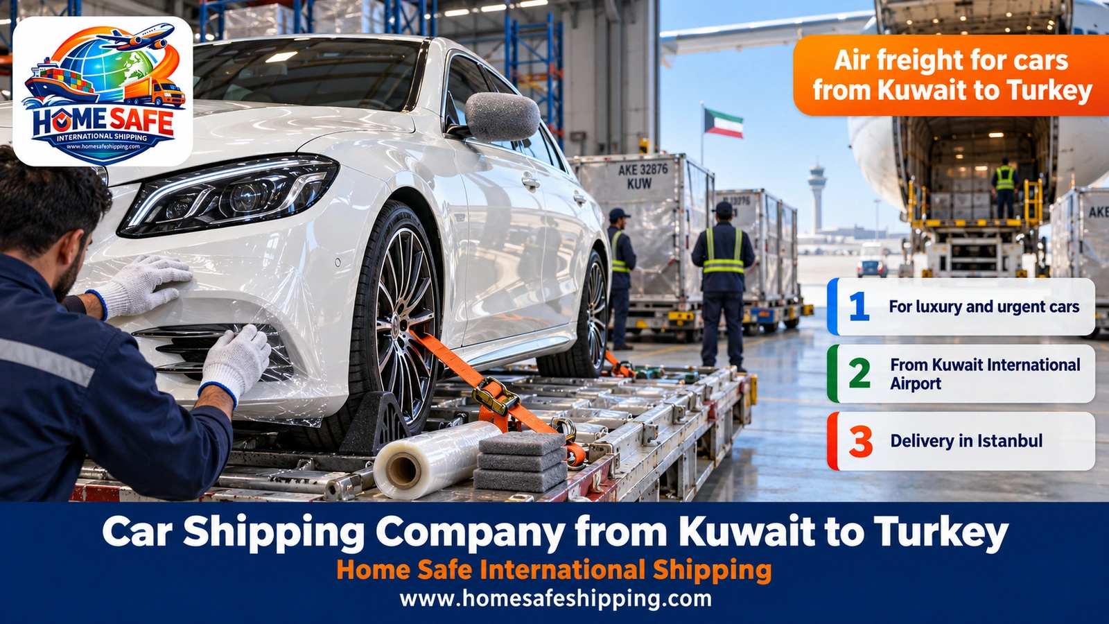 Air freight for cars from Kuwait to Turkey