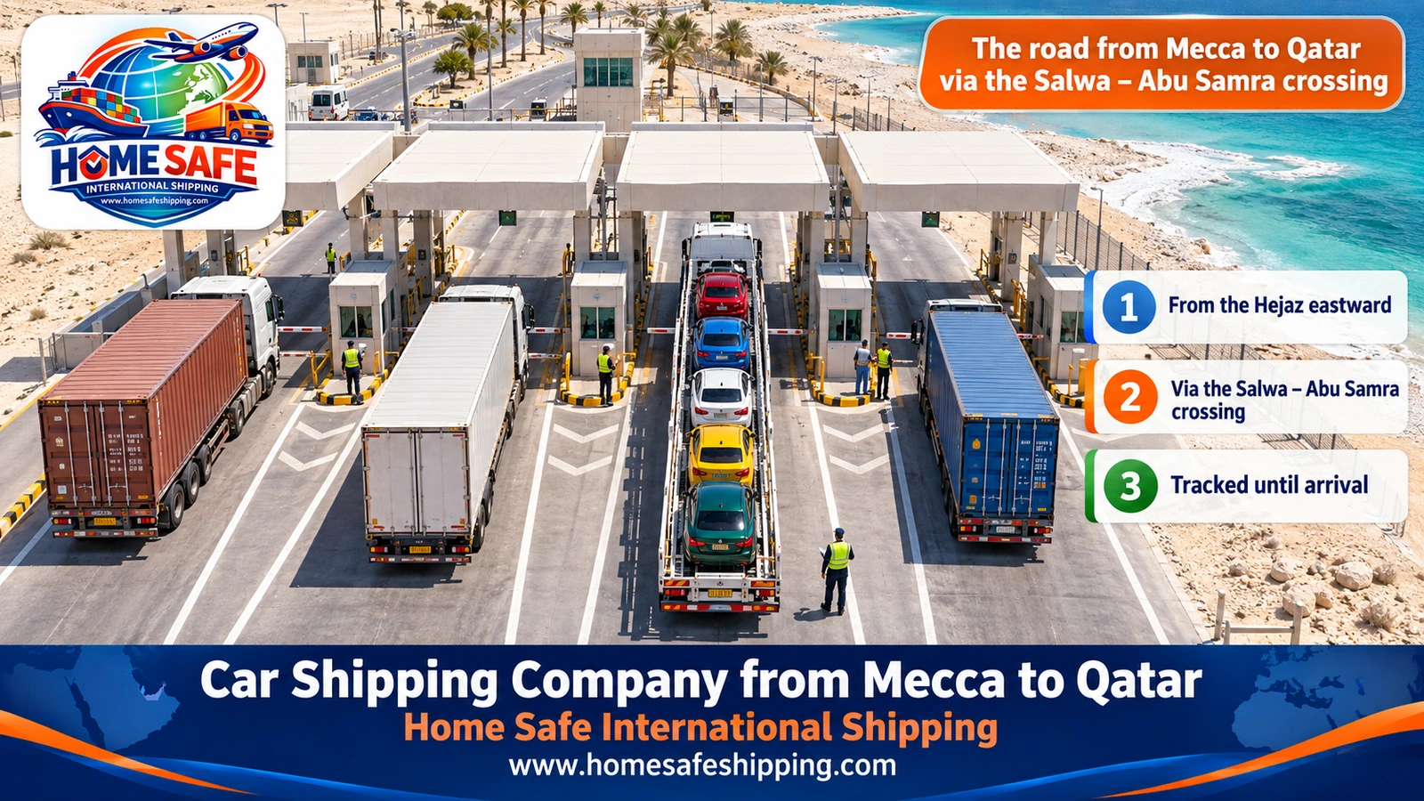 The road from Mecca to Qatar via the Salwa – Abu Samra crossing
