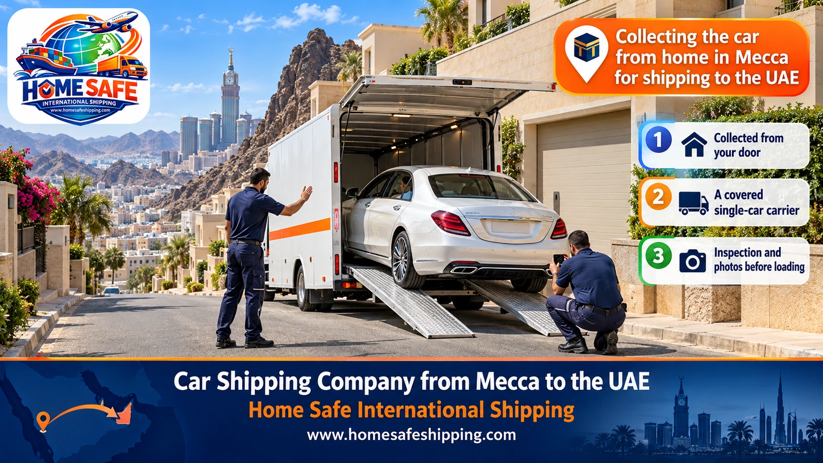 Collecting the car from home in Mecca for shipping to the UAE