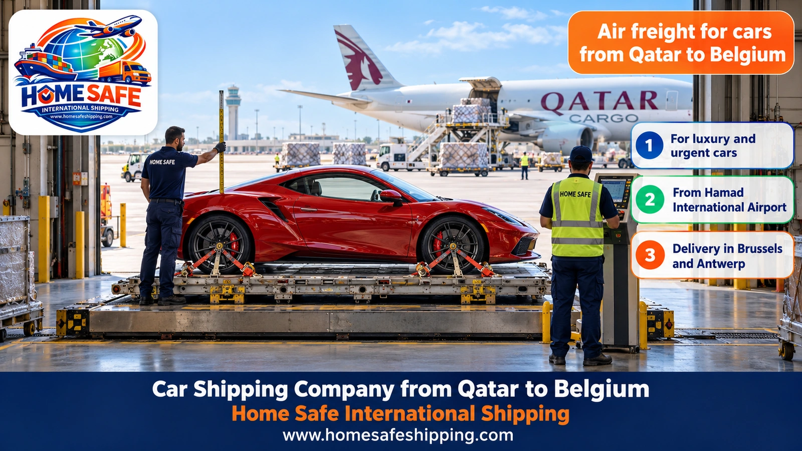 Air freight for cars from Qatar to Belgium