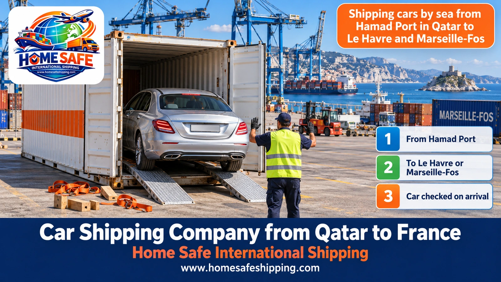 Shipping cars by sea from Hamad Port in Qatar to Le Havre and Marseille-Fos