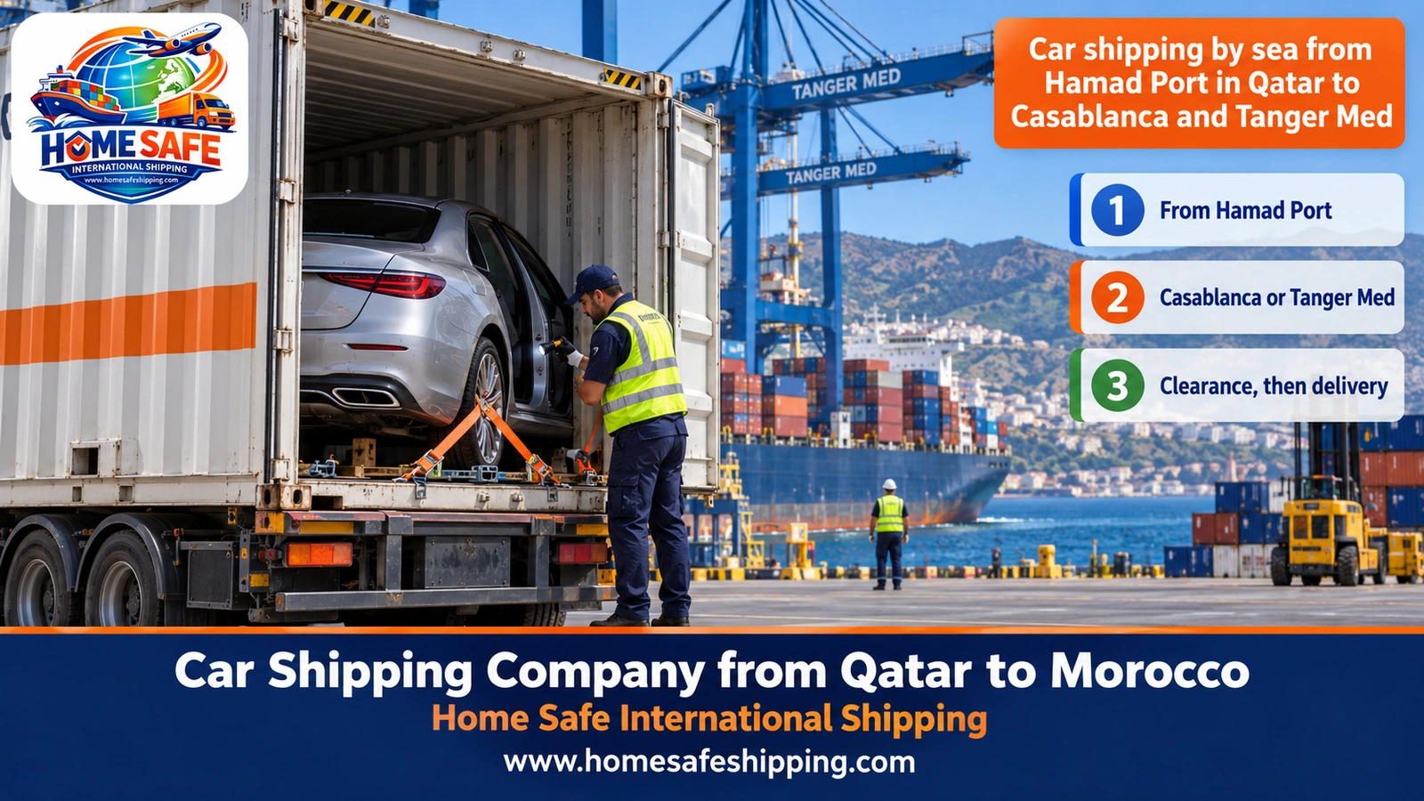 Car shipping by sea from Hamad Port in Qatar to Casablanca and Tanger Med