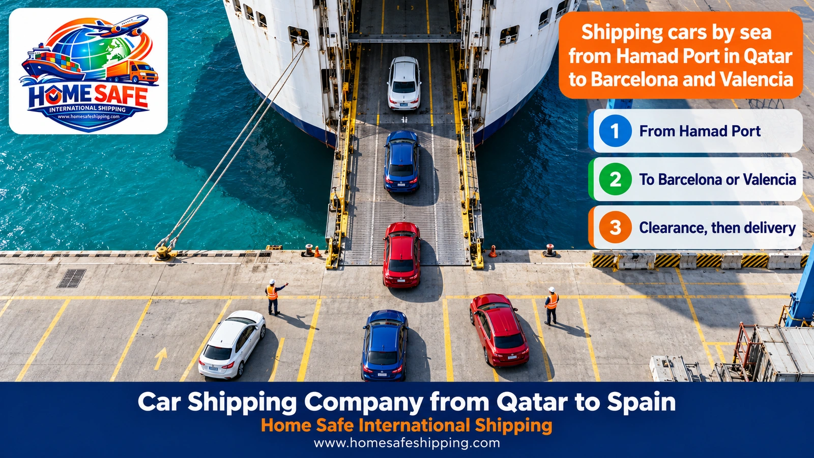 Shipping cars by sea from Hamad Port in Qatar to Barcelona and Valencia