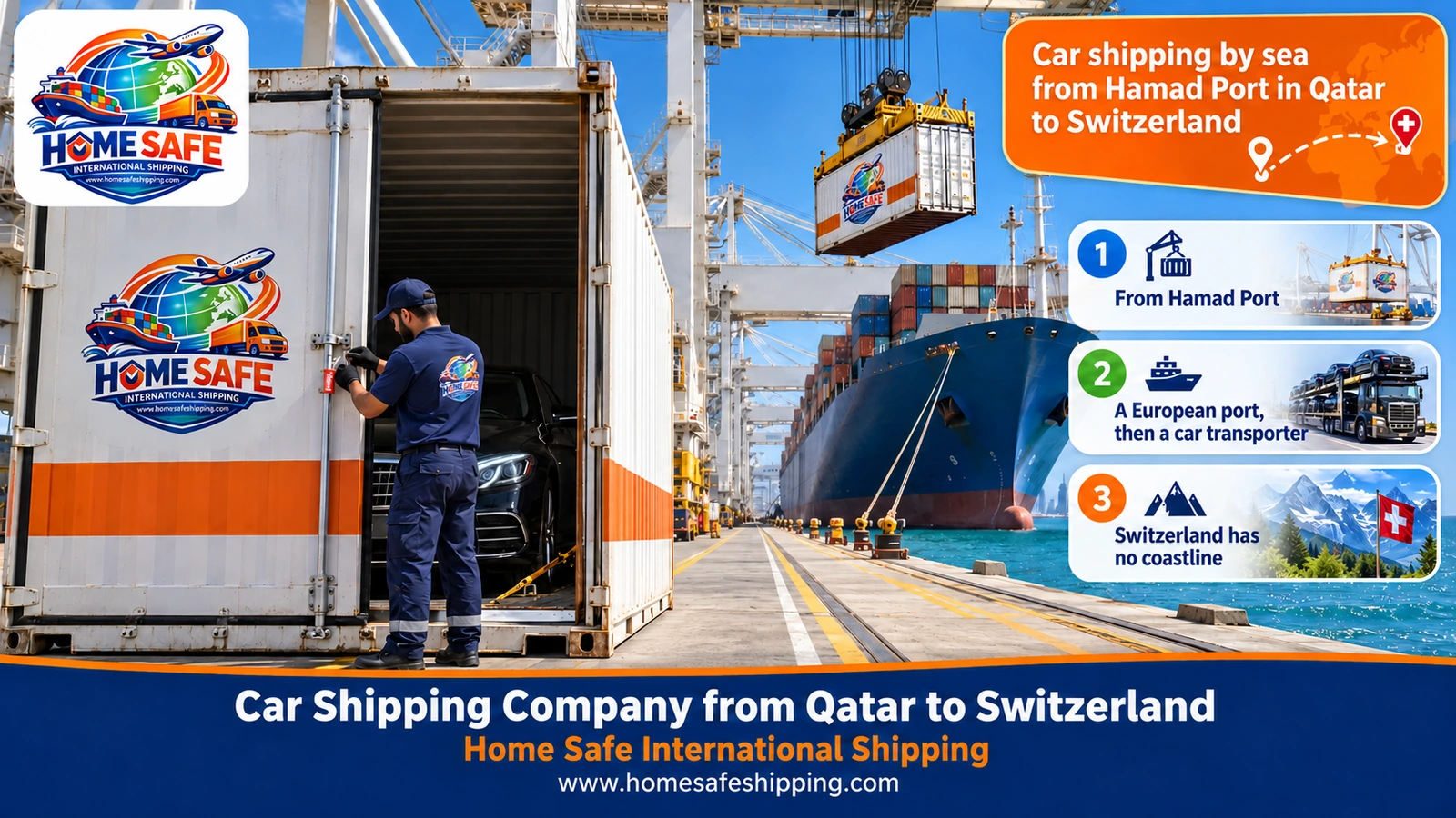 Car shipping by sea from Hamad Port in Qatar to Switzerland
