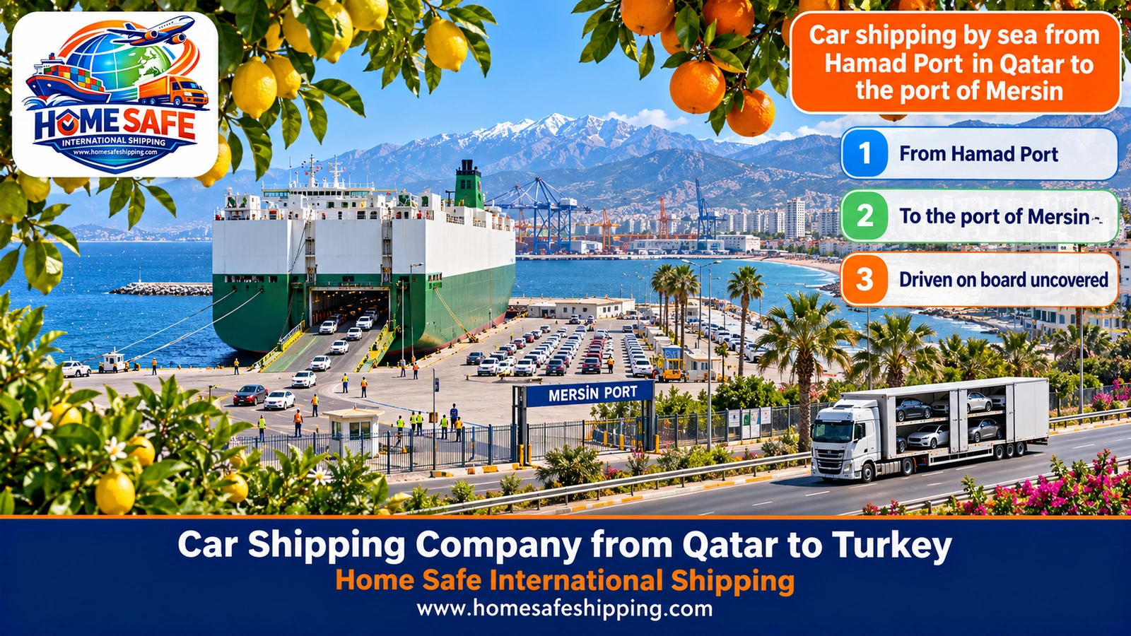 Car shipping by sea from Hamad Port in Qatar to the port of Mersin