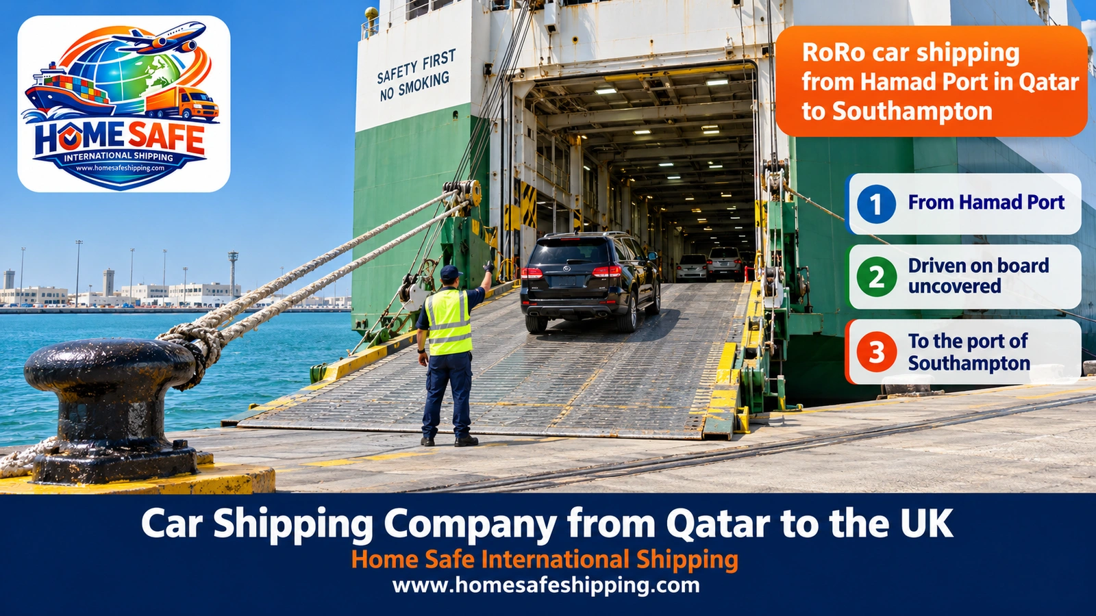 RoRo car shipping from Hamad Port in Qatar to Southampton
