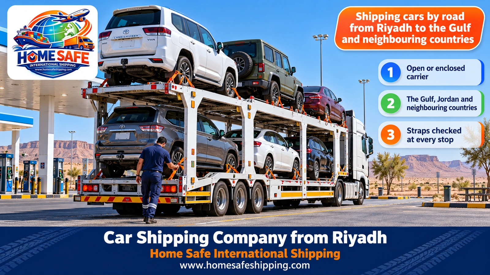 Shipping cars by road from Riyadh to the Gulf and neighbouring countries